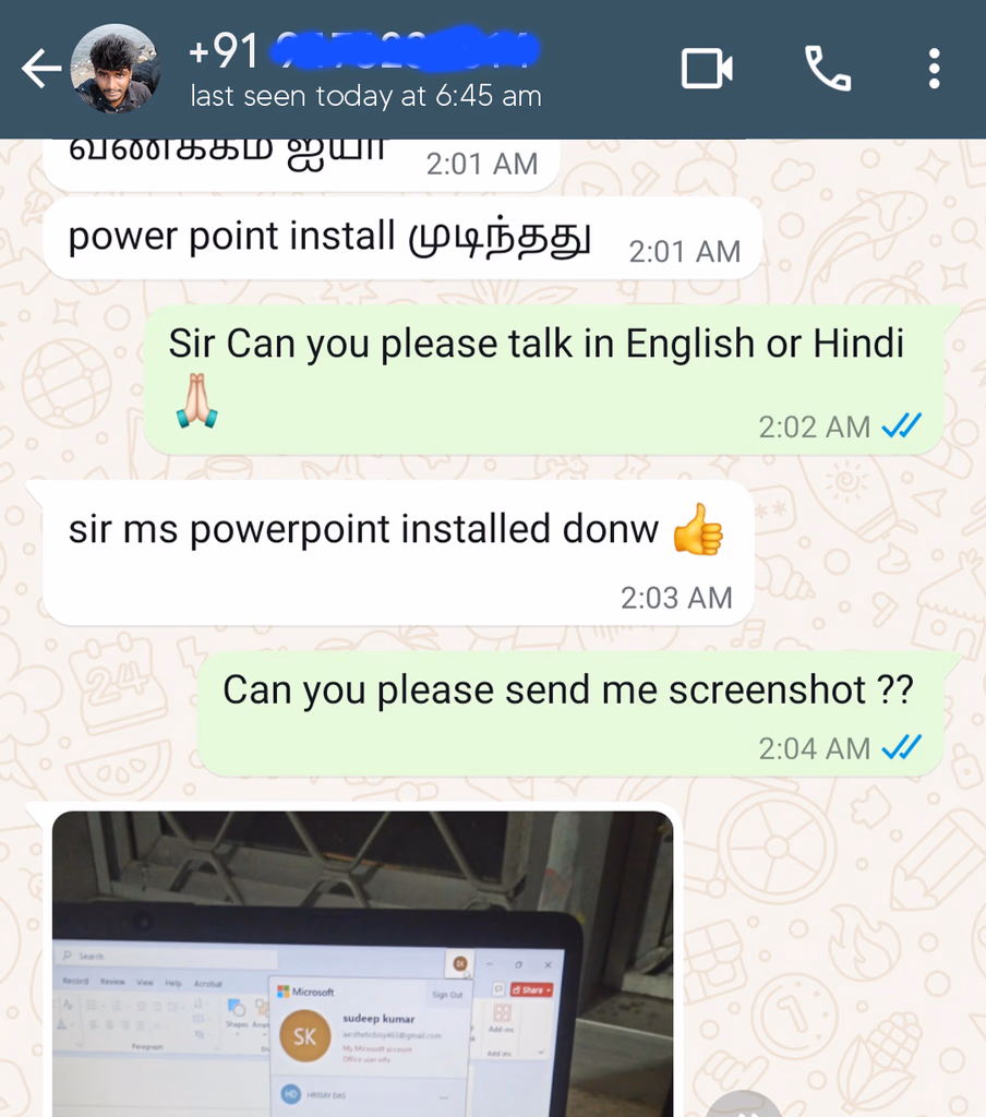 Chat review from V Kamal Raj
