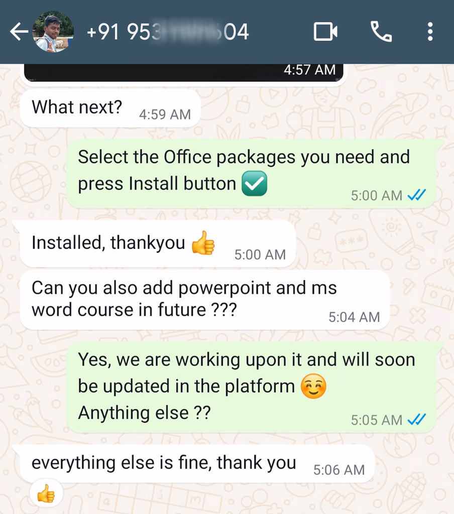 Chat review from Ramesh Singh